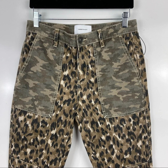 NEW Current/Elliott The Clean Weslan Pants Leopard Camo Slim Leg Jeans Size 26 - Picture 8 of 10
